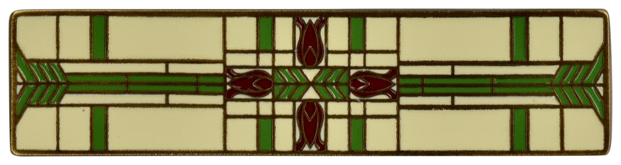 Notting Hill NHP-617-AB-A: 3" cc Prairie Tulips Cabinet Pull - Spring Green/Antique Brass