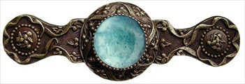 Notting Hill NHP-624-AB-GA: 3" cc Victorian Jewel Cabinet Pull - Green Aventurine/Antique Brass