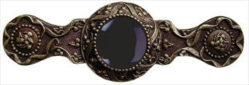 Notting Hill NHP-624-AB-O: 3" cc Victorian Jewel Cabinet Pull - Black Onyx/Antique Brass