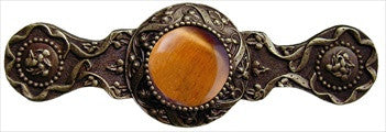 Notting Hill NHP-624-AB-TE: 3" cc Victorian Jewel Cabinet Pull - Tiger Eye/Antique Brass