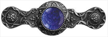 Notting Hill NHP-624-AP-BS: 3" cc Victorian Jewel Cabinet Pull - Blue Sodalite/Antique Pewter
