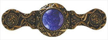 Notting Hill NHP-624-G-BS: 3" cc Victorian Jewel Cabinet Pull - Blue Sodalite/24K Gold Plate