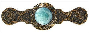 Notting Hill NHP-624-G-GA: 3" cc Victorian Jewel Cabinet Pull - Green Aventurine/24K Gold Plate