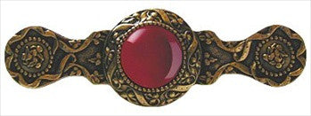 Notting Hill NHP-624-G-RC: 3" cc Victorian Jewel Cabinet Pull - Red Carnelian/24K Gold Plate