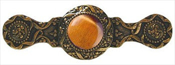 Notting Hill NHP-624-G-TE: 3" cc Victorian Jewel Cabinet Pull - Tiger Eye/24K Gold Plate