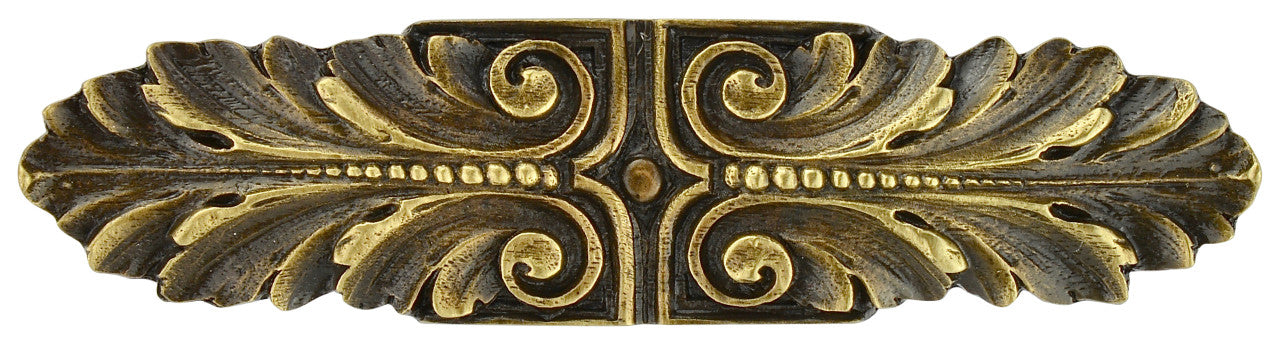 Notting Hill NHP-625-AB: 3" cc Opulent Scroll Cabinet Pull - Antique Brass