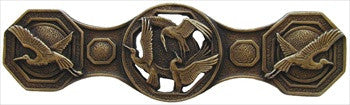 Notting Hill NHP-637-AB: 3" cc Crane Dance Cabinet Pull - Antique Brass