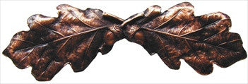 Notting Hill NHP-644-AC: 3" cc Oak Leaf Cabinet Pull - Antique Copper