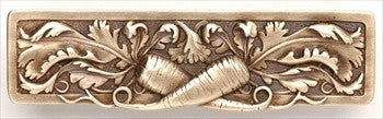 Notting Hill NHP-652-AB: 3" cc Leafy Carrot Cabinet Pull - Antique Brass