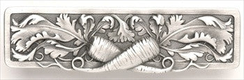 Notting Hill NHP-652-AP: 3" cc Leafy Carrot Cabinet Pull - Antique Pewter
