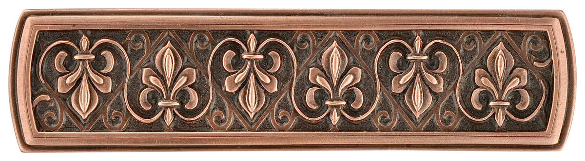 Notting Hill NHP-660-AC: 3" cc Fleur-De-Lis Cabinet Pull - Antique Copper