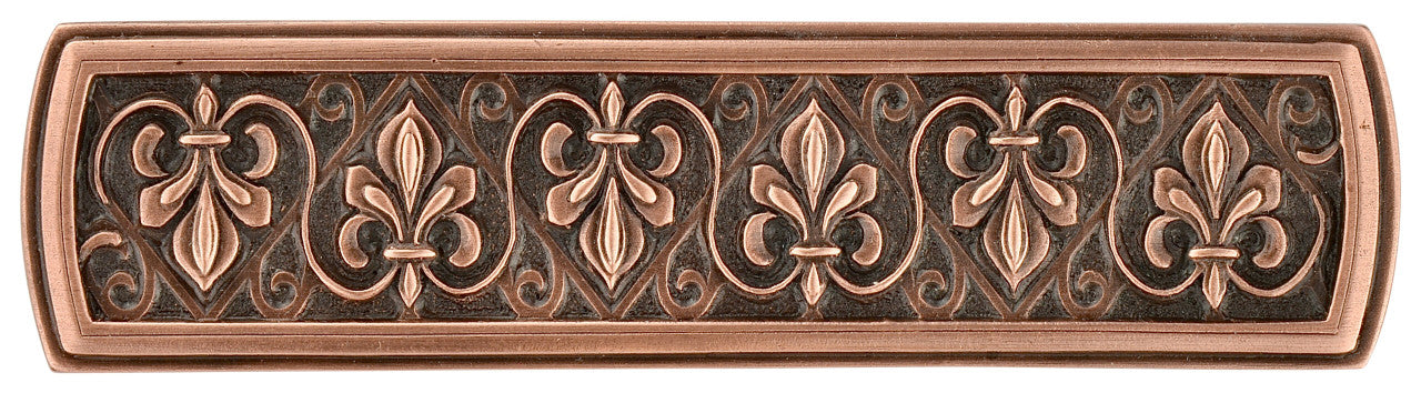 Notting Hill NHP-660-AC: 3" cc Fleur-De-Lis Cabinet Pull - Antique Copper