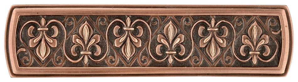 Notting Hill NHP-660-AC: 3" cc Fleur-De-Lis Cabinet Pull - Antique Copper