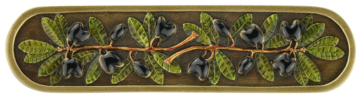 Notting Hill NHP-669-BHT: 3" cc Olive Branch Cabinet Pull - Brass