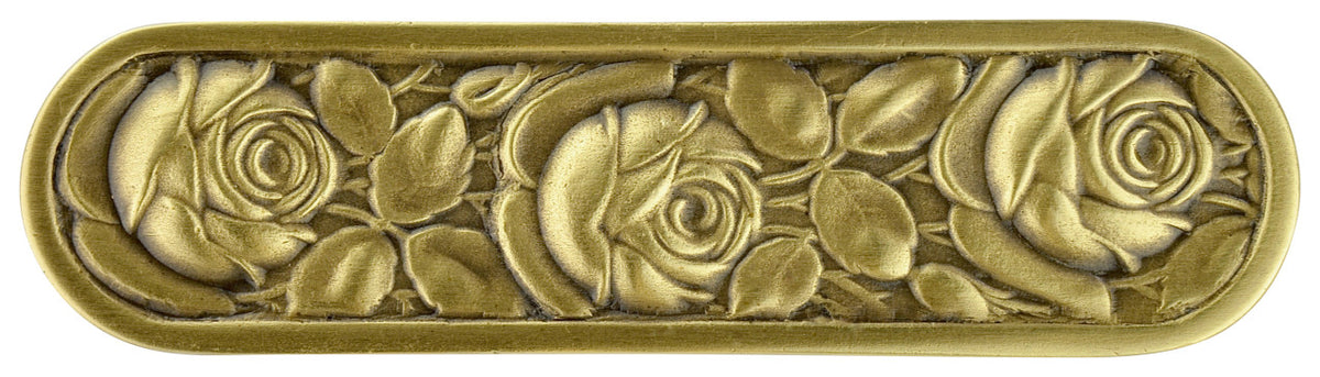 Notting Hill NHP-680-AB: 3" cc McKenna's Rose Cabinet Pull - Antique Brass