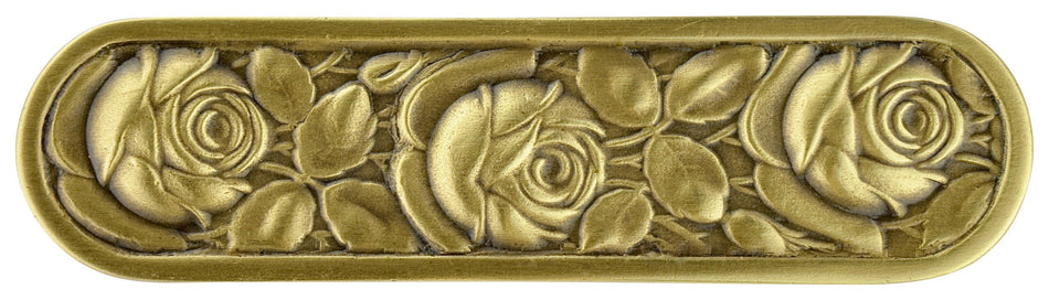 Notting Hill NHP-680-AB: 3" cc McKenna's Rose Cabinet Pull - Antique Brass