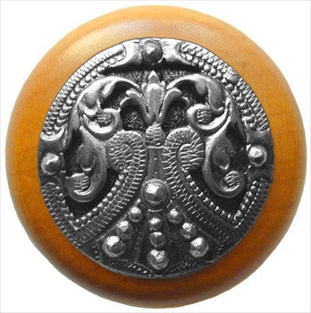 Notting Hill NHW-701M-BP: Regal Crest Cabinet Knob - Maple/Brilliant Pewter