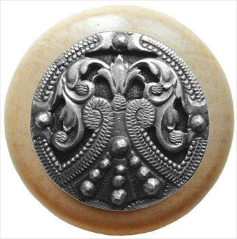 Notting Hill NHW-701N-AP: Regal Crest Cabinet Knob - Natural/Antique Pewter