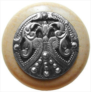 Notting Hill NHW-701N-BP: Regal Crest Cabinet Knob - Natural/Brilliant Pewter