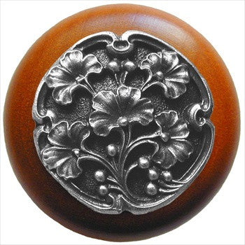 Notting Hill NHW-702C-AP: Ginkgo Berry Cabinet Knob - Cherry/Antique Pewter