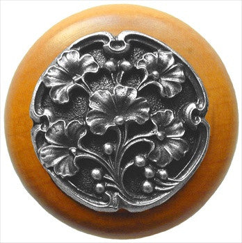 Notting Hill NHW-702M-AP: Ginkgo Berry Cabinet Knob - Maple/Antique Pewter