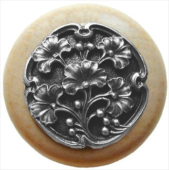 Notting Hill NHW-702N-AP: Ginkgo Berry Cabinet Knob - Natural/Antique Pewter