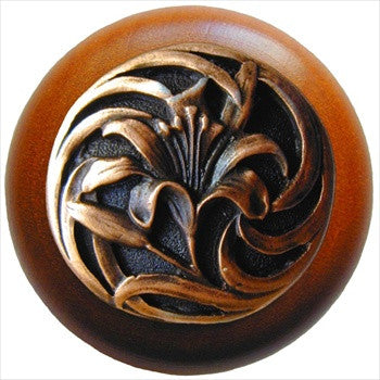 Notting Hill NHW-703C-AC: Tiger Lily Cabinet Knob - Cherry/Antique Copper