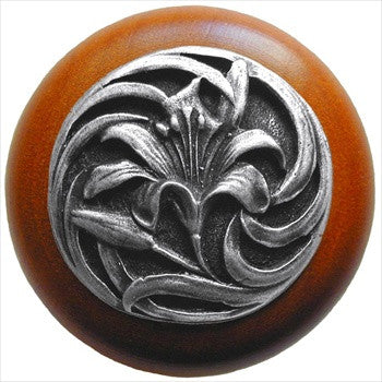 Notting Hill NHW-703C-AP: Tiger Lily Cabinet Knob - Cherry/Antique Pewter