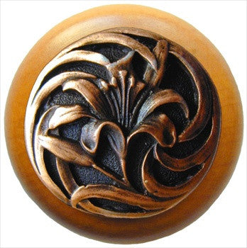 Notting Hill NHW-703M-AC: Tiger Lily Cabinet Knob - Maple/Antique Copper