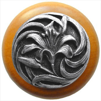Notting Hill NHW-703M-AP: Tiger Lily Cabinet Knob - Maple/Antique Pewter