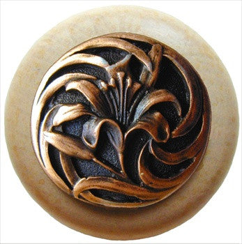 Notting Hill NHW-703N-AC: Tiger Lily Cabinet Knob - Natural/Antique Copper