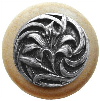 Notting Hill NHW-703N-AP: Tiger Lily Cabinet Knob - Natural/Antique Pewter