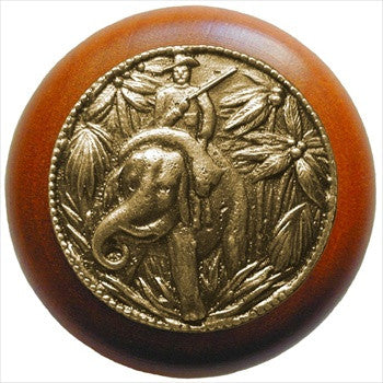 Notting Hill NHW-705C-AB: Jungle Patrol Cabinet Knob - Cherry/Antique Brass