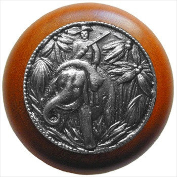 Notting Hill NHW-705C-AP: Jungle Patrol Cabinet Knob - Cherry/Antique Pewter