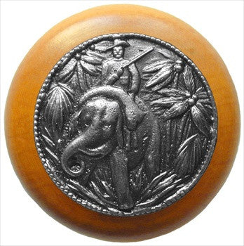 Notting Hill NHW-705M-AP: Jungle Patrol Cabinet Knob - Maple/Antique Pewter