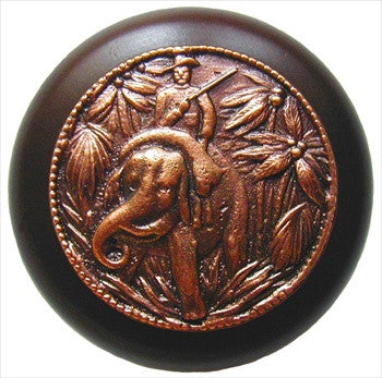 Notting Hill NHW-705W-AC: Jungle Patrol Cabinet Knob - Dark Walnut/Antique Copper
