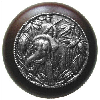 Notting Hill NHW-705W-AP: Jungle Patrol Cabinet Knob - Dark Walnut/Antique Pewter