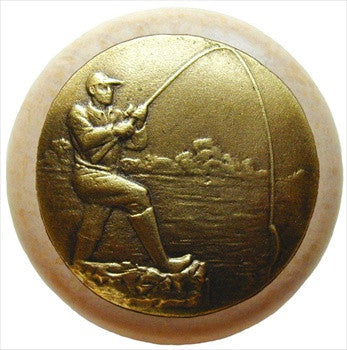 Notting Hill NHW-707N-AB: Catch Of The Day Cabinet Knob - Natural/Antique Brass