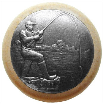 Notting Hill NHW-707N-AP: Catch Of The Day Cabinet Knob - Natural/Antique Pewter