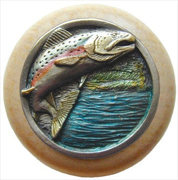 Notting Hill NHW-708N-PHT: Leaping Trout Cabinet Knob - Natural/Pewter