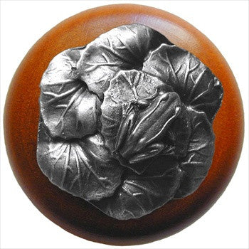 Notting Hill NHW-709C-AP: Leap Frog Cabinet Knob - Cherry/Antique Pewter