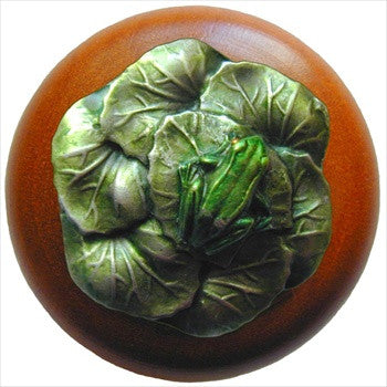 Notting Hill NHW-709C-PHT: Leap Frog Cabinet Knob - Cherry/Pewter