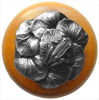Notting Hill NHW-709M-AP: Leap Frog Cabinet Knob - Maple/Antique Pewter