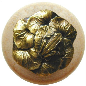 Notting Hill NHW-709N-AB: Leap Frog Cabinet Knob - Natural/Antique Brass