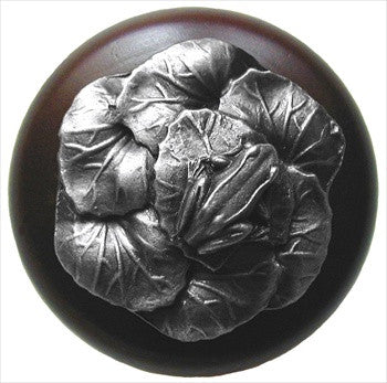 Notting Hill NHW-709W-AP: Leap Frog Cabinet Knob - Dark Walnut/Antique Pewter