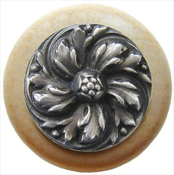 Notting Hill NHW-714N-AP: Chrysanthemum Cabinet Knob - Natural/Antique Pewter