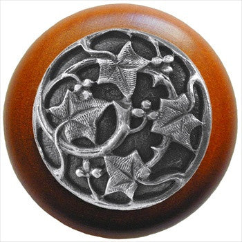 Notting Hill NHW-715C-AP: Ivy Berries Cabinet Knob - Cherry/Antique Pewter