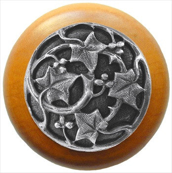 Notting Hill NHW-715M-AP: Ivy Berries Cabinet Knob - Maple/Antique Pewter