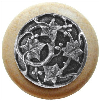 Notting Hill NHW-715N-AP: Ivy Berries Cabinet Knob - Natural/Antique Pewter