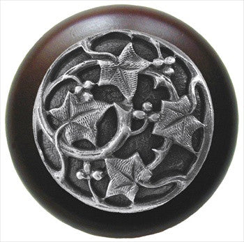 Notting Hill NHW-715W-AP: Ivy Berries Cabinet Knob - Dark Walnut/Antique Pewter